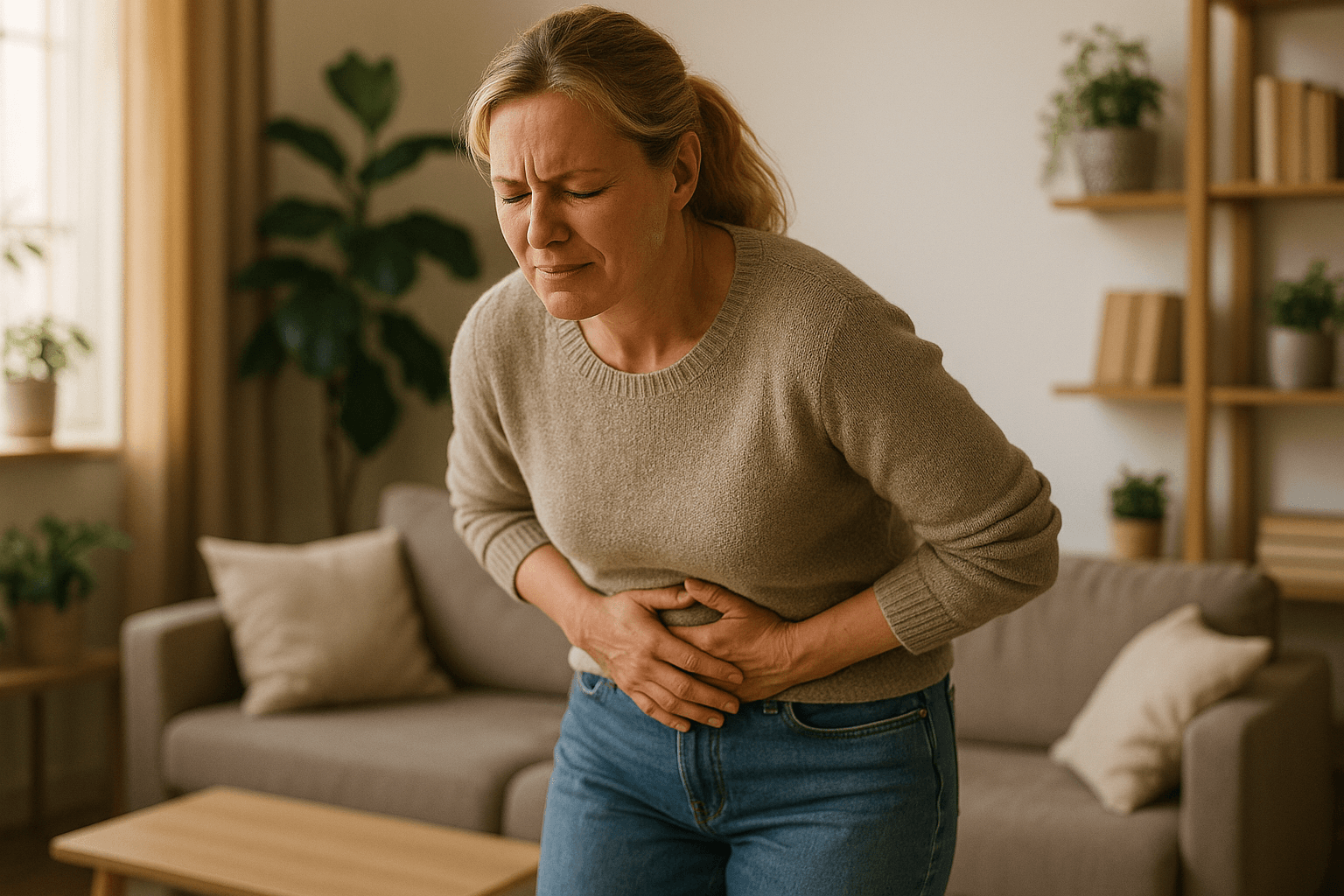 20250925 1811 Abdominal Discomfort at Home simple compose 01k61j86befb2s9n810943vnyg